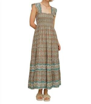 NEW M.A.B.E. jaci maxi dress in multi-color pattern
